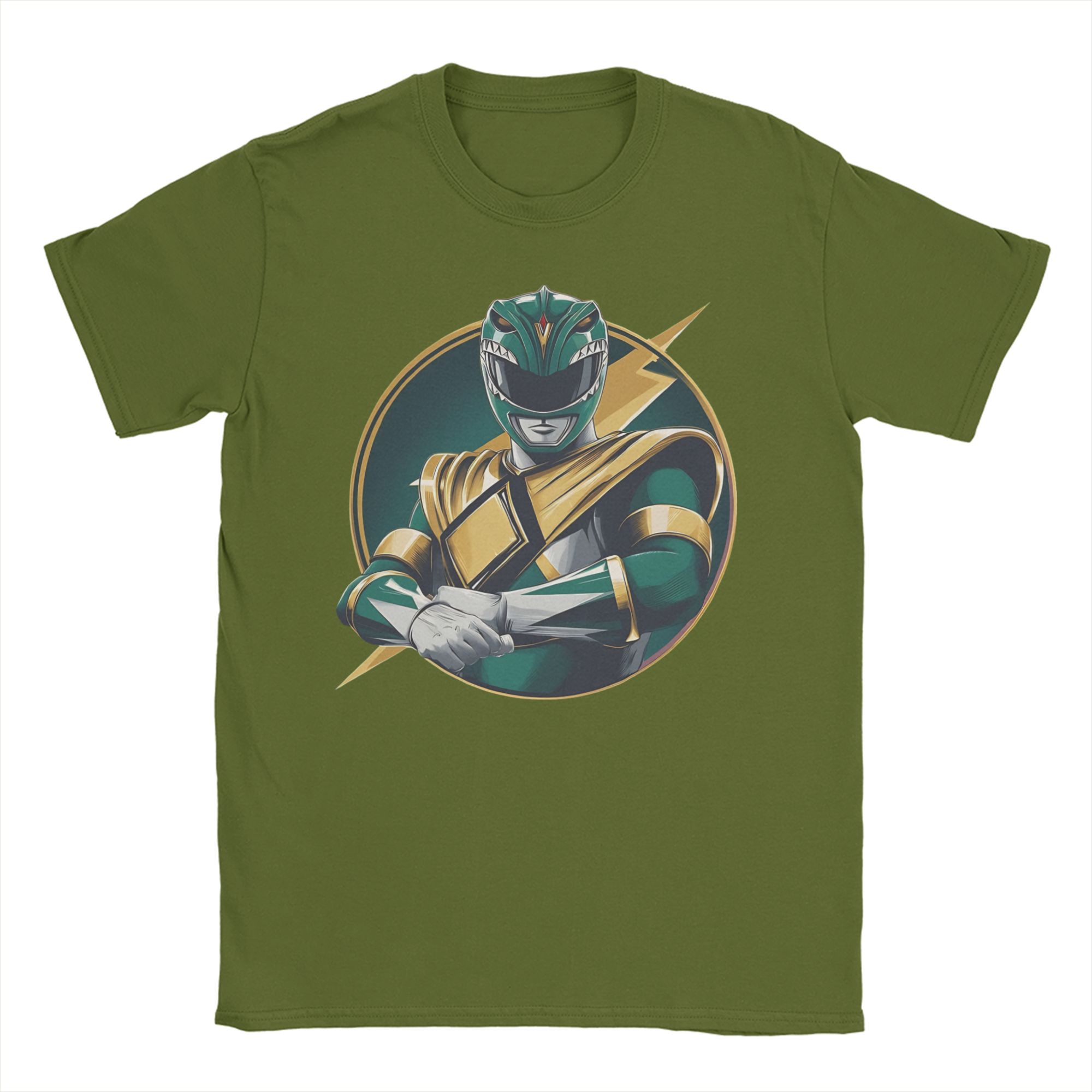 Anime Cosplay Ideas Male - Yeşil Power Rangers T Shirt Erkek