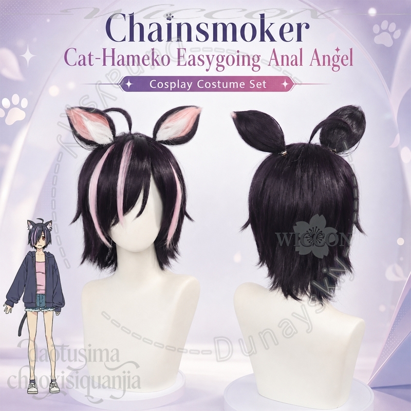 Cosplay Anime Black Hair - Anime Chainsmoker Kedi Cosplay Hameko Rahat