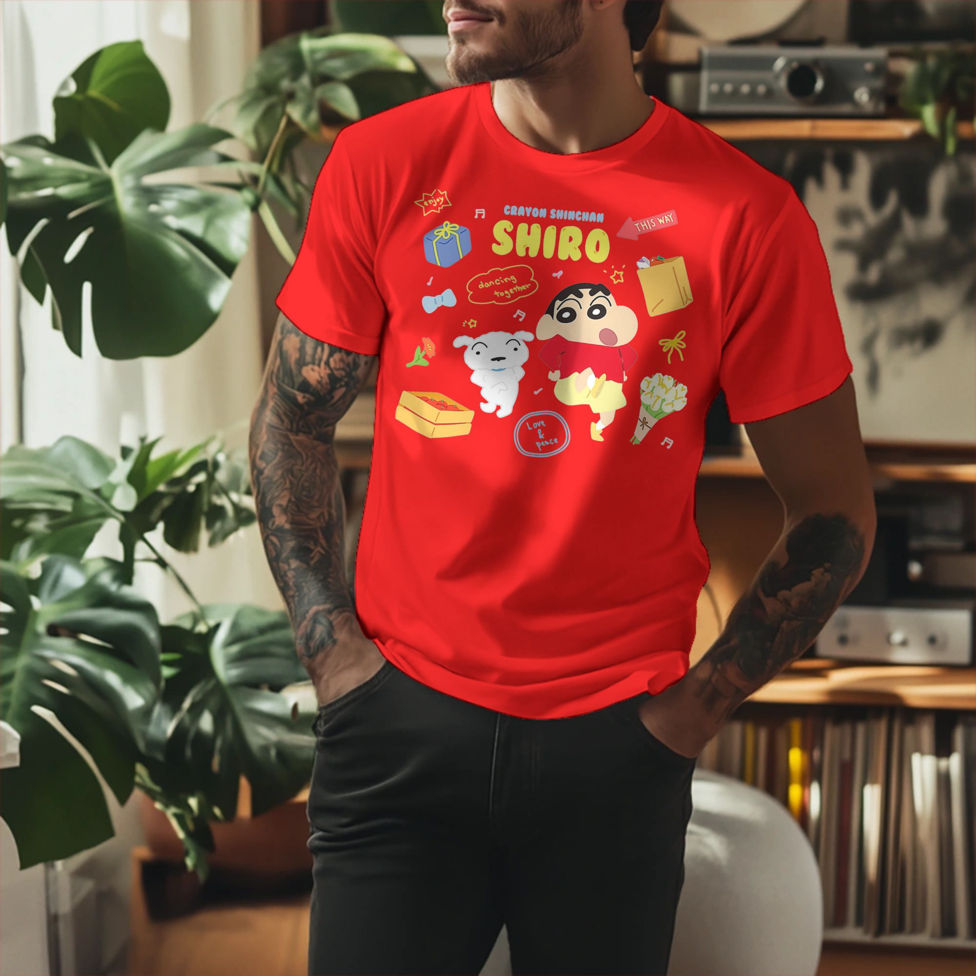 Anime Cosplay Ideas Male - Crayon Shin-chan T-Shirt Erkek Kadın Sevimli